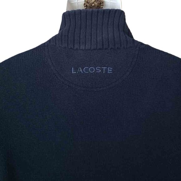 LACOSTE Full Zip Cotton Cardigan Sweater Black Men's Lacoste 3 or Small - Picture 3 of 3